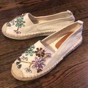 White Wrapped Espadrilles with Beaded Detiak